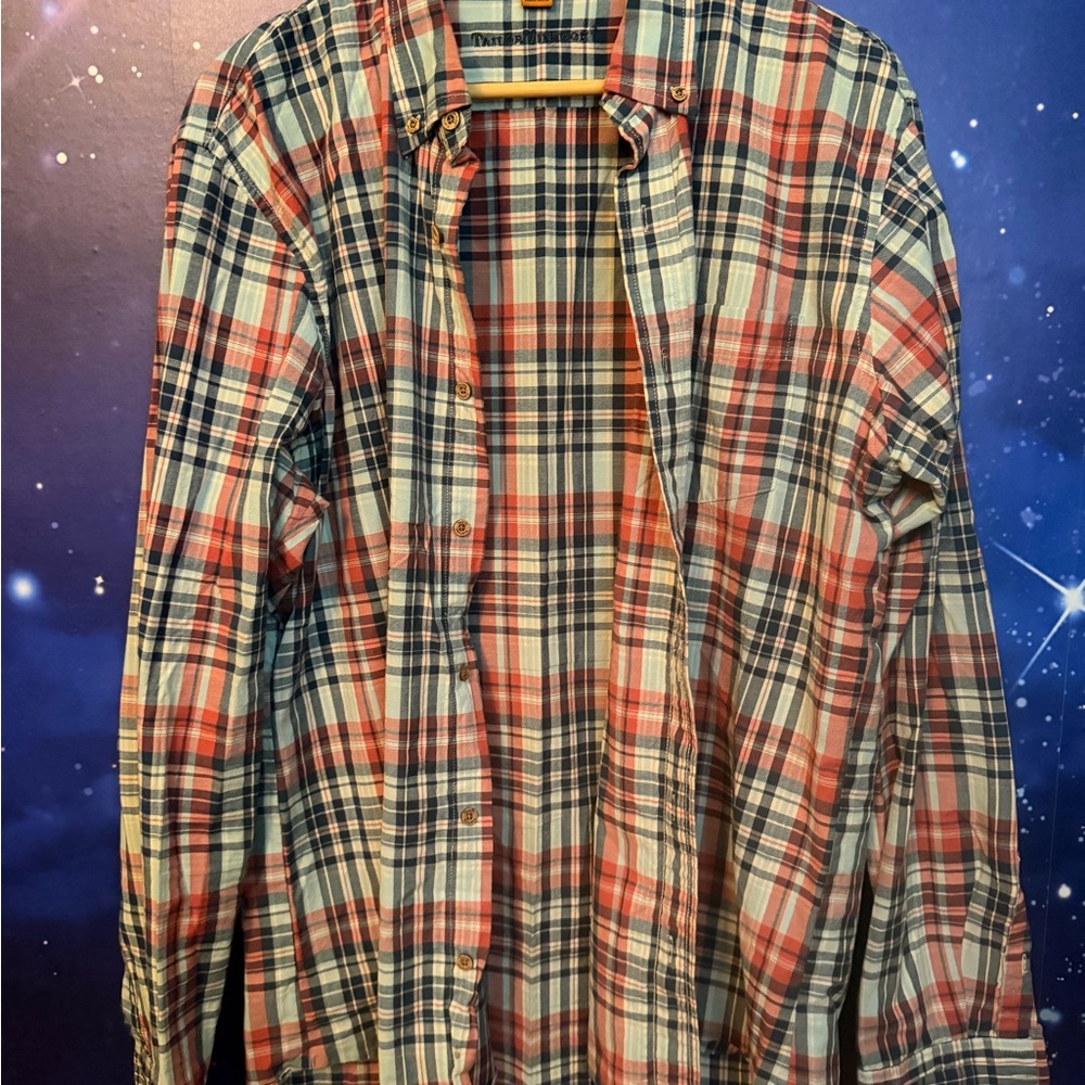 Tailor Vintage Madras Check Shirt in Blue and Red